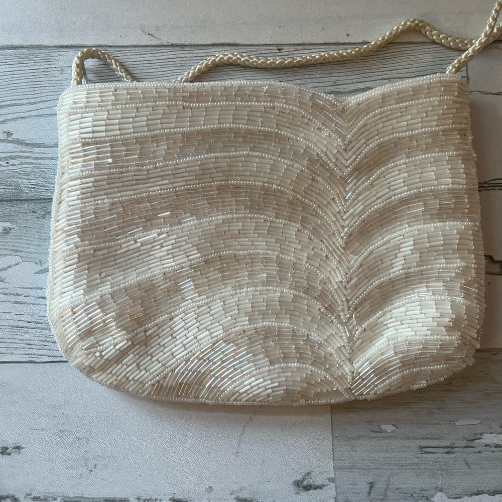 Vintage Cream & White Beaded Handbag